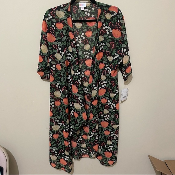 LuLaRoe Shirley Kimono with tulips small duster spring summer floral NWT - Picture 3 of 9